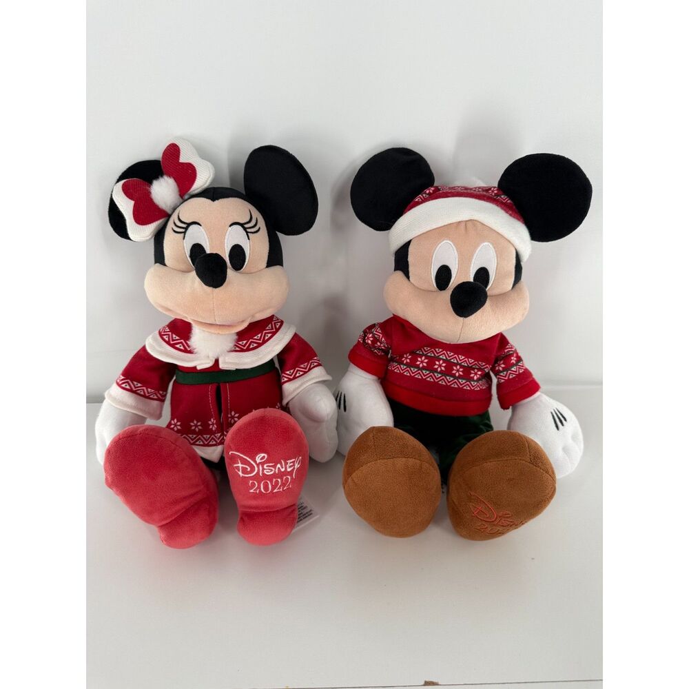 Disney Mickey Minnie Christmas Plush Set 2022 Holiday Stuffed Toys